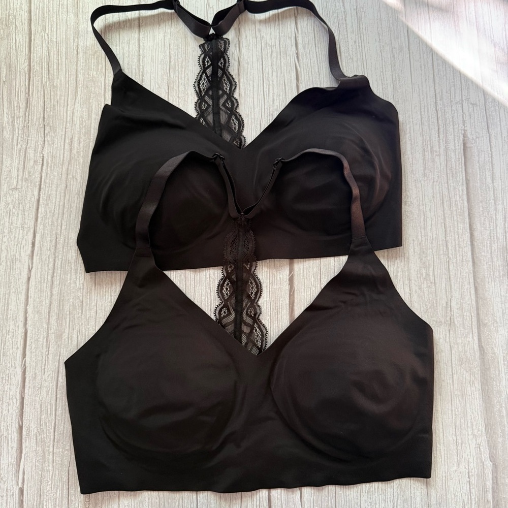 New TRUE BODY 16867 Black Triangle Lace Racerback Bra Size M
